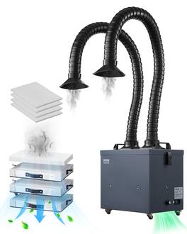 VEVOR - Soldering Fume Extractor with Dual Hoses, 275W Brushless Solder Smoke Absorber with 4-Stage Filters & 10 Speeds