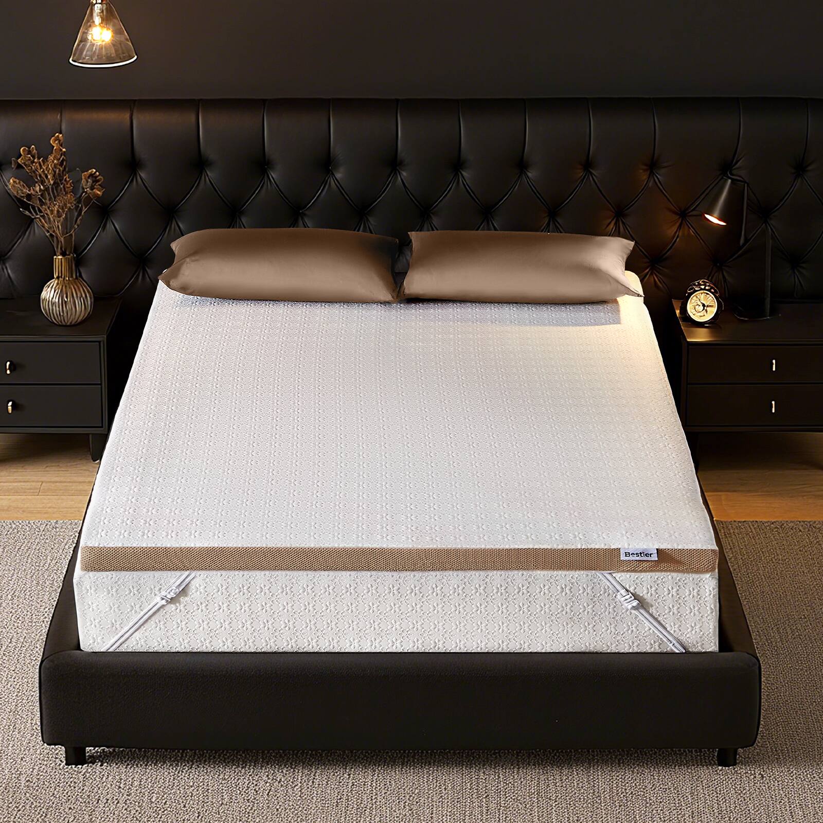 Alt View 7. Bestier - Bestier Queen Size 3" Gel Memory Foam Mattress Topper with Washable Cooling Cover - White.