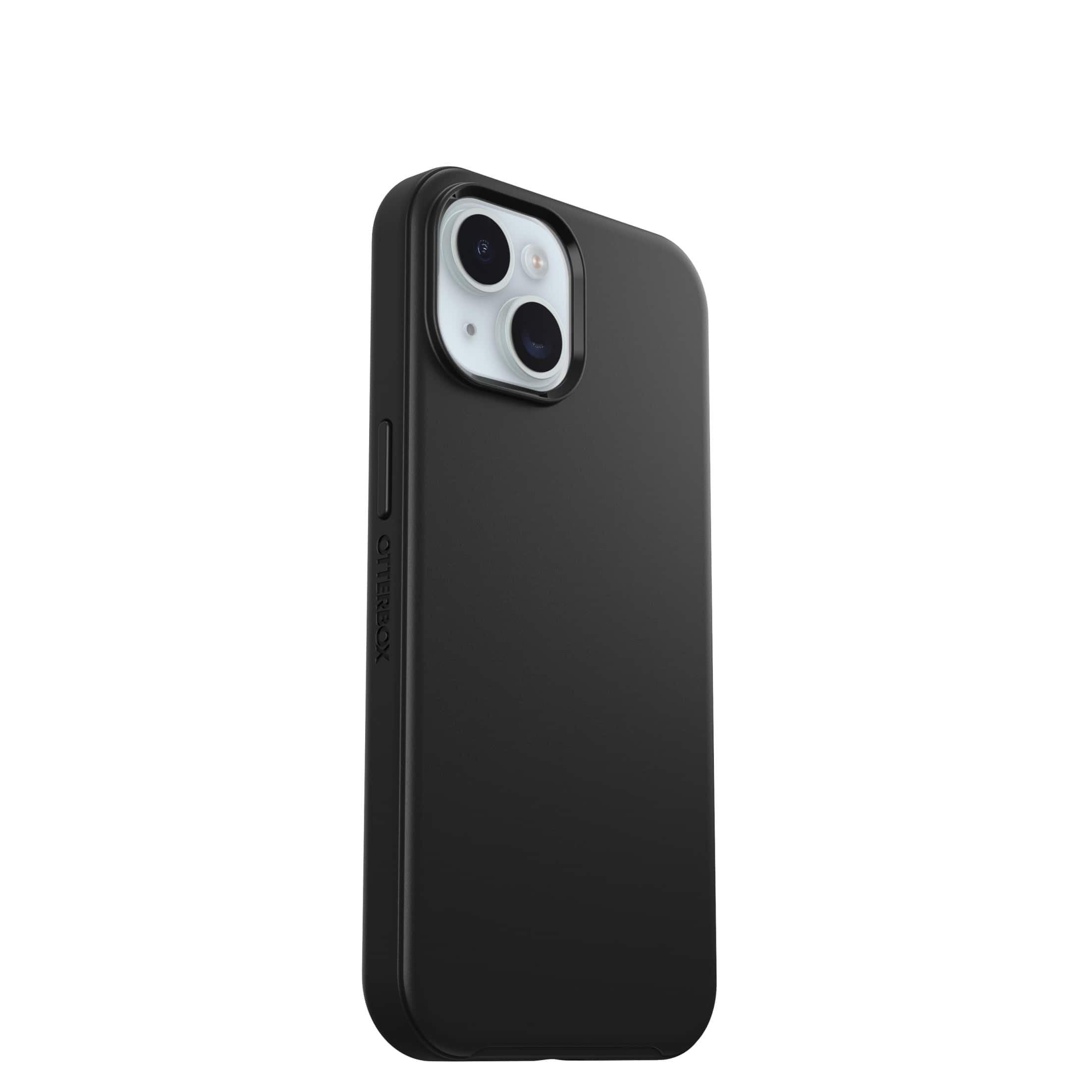 Angle. OtterBox - Symmetry Series Soft Shell for MagSafe for iPhone 15, iPhone 14, iPhone 13 - Black.