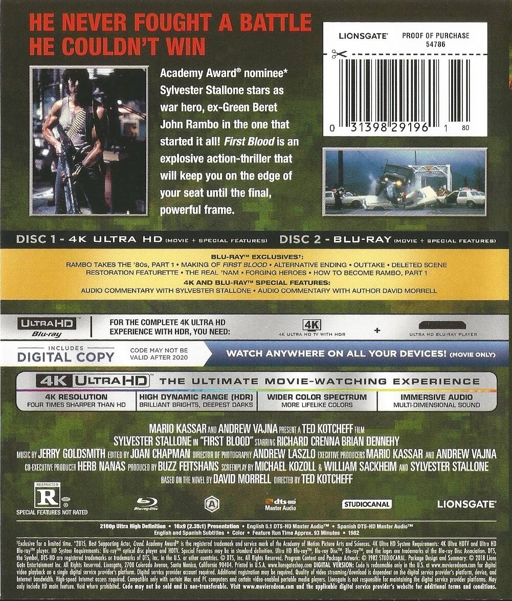 Alt View 1. First Blood   - 4K Blu-Ray.