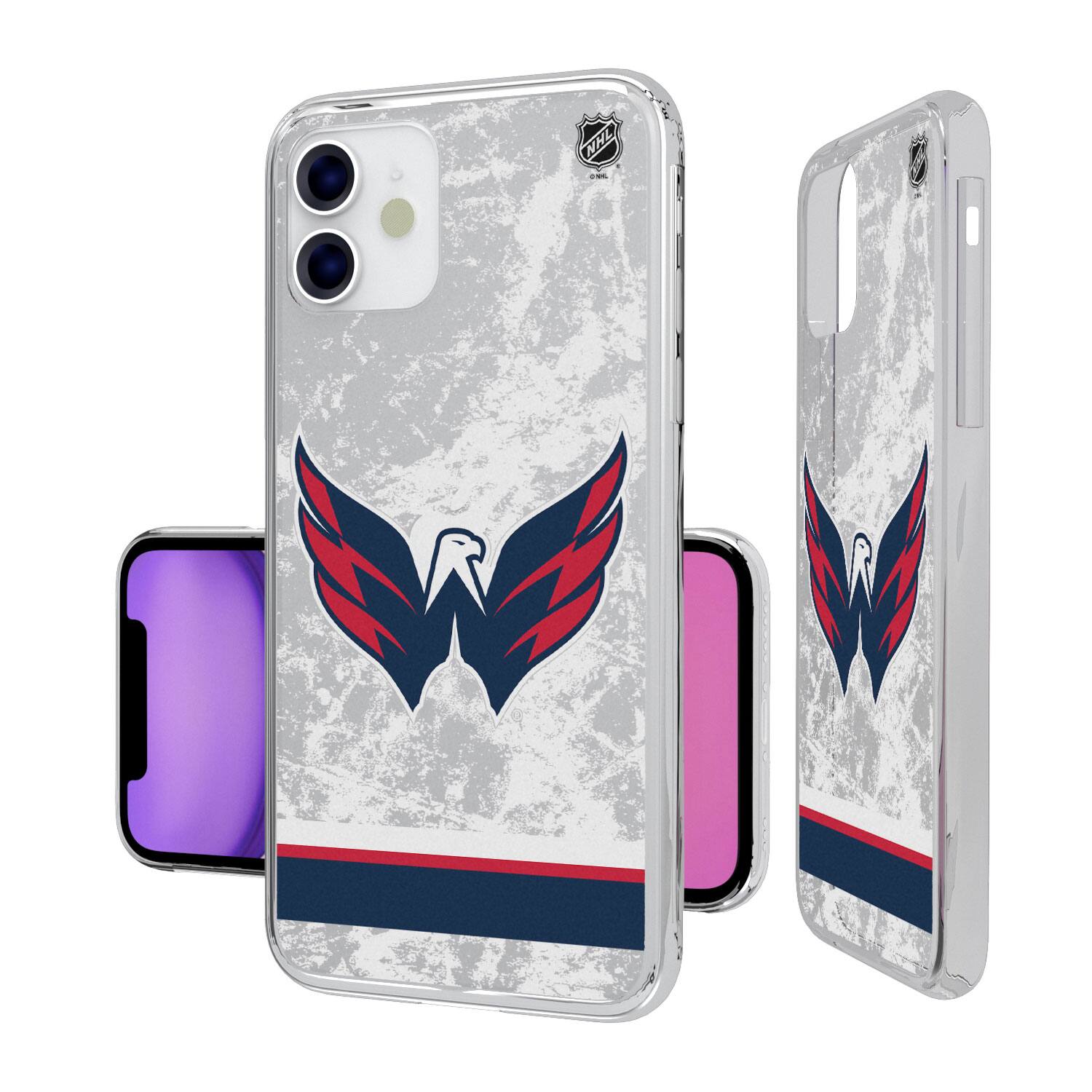 Alt View 1. Keyscaper - Washington Capitals iPhone Stripe Clear Ice Case - 15 Pro - Multicolor.