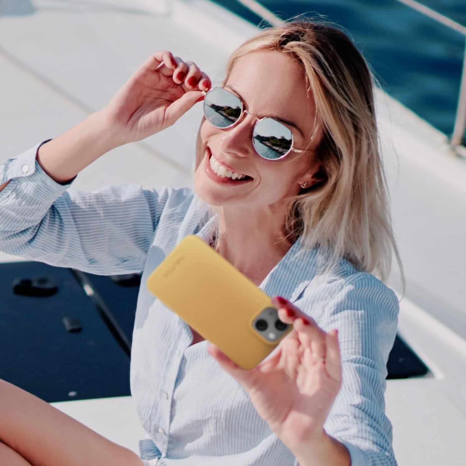 Alt View 1. Nautica - Matte Phone Case for iPhone 14 Plus, Case with Ultra-Light, Slim Design, Anti-Scratch, Shockproof Protective Cover - Navy.