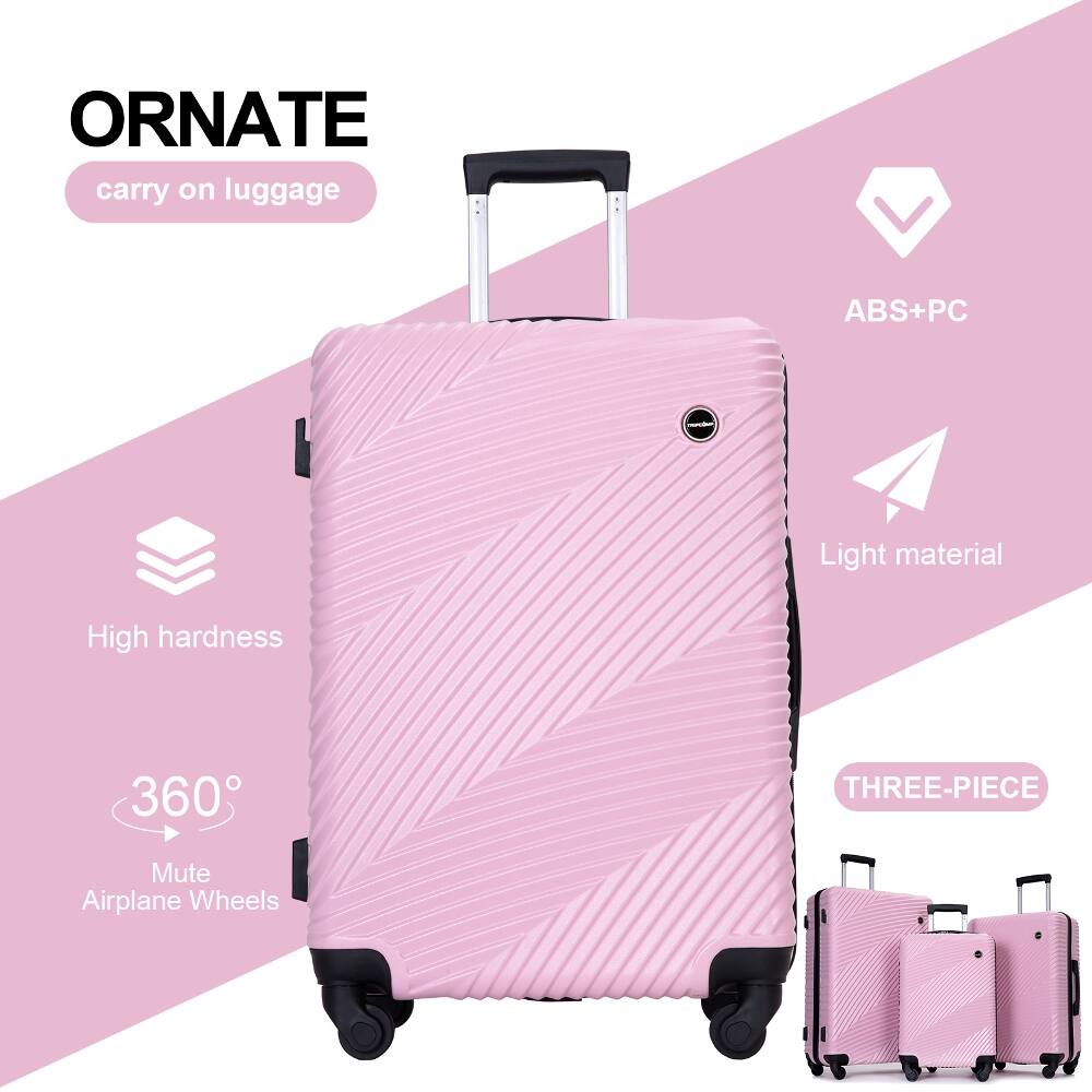ORNATE carry on luggage

ABS+PC
Light material
High hardness
360°
THREE-PIECE
Mute Airplane Wheels