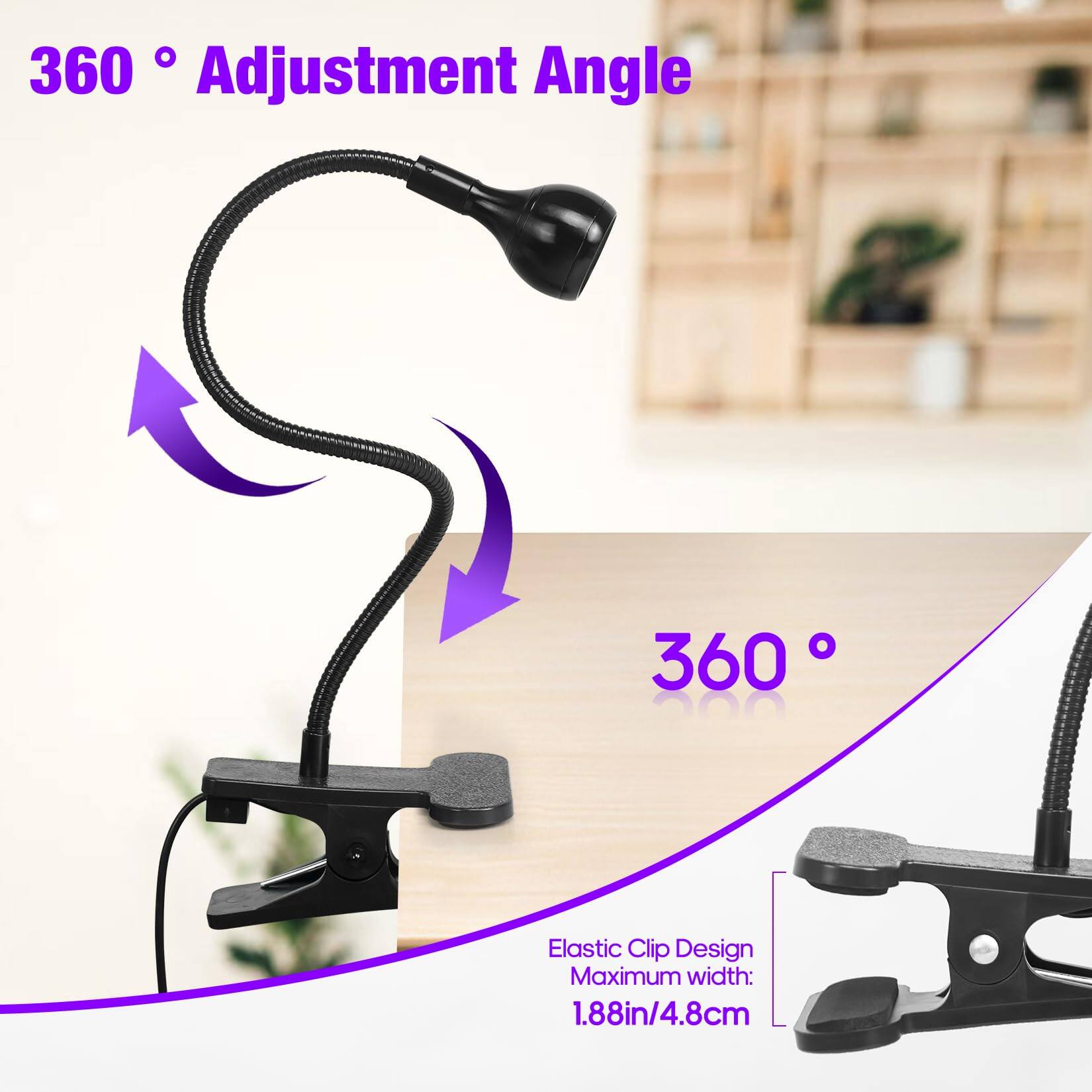 360° Adjustment Angle

360°

Elastic Clip Design
Maximum width: 1.88in/4.8cm