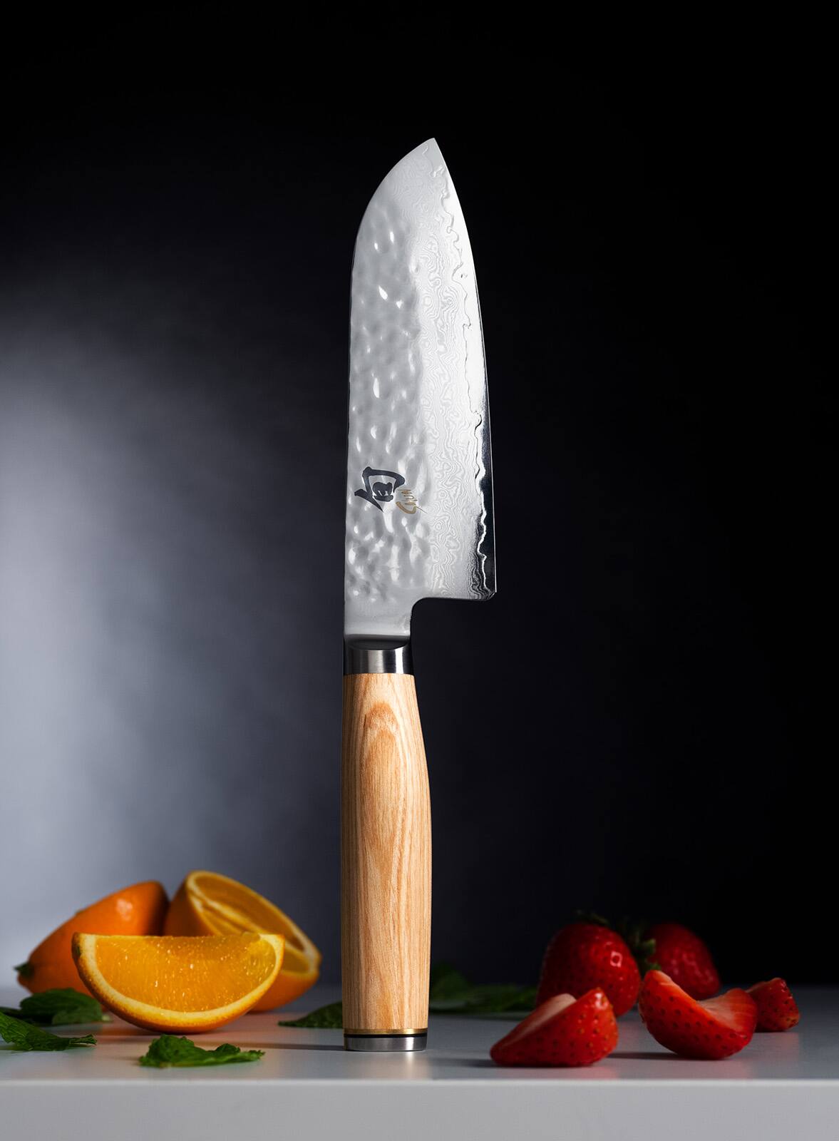 Alt View 3. Shun - Premier Blonde Santoku Knife, 5.5 Inch - Brown.