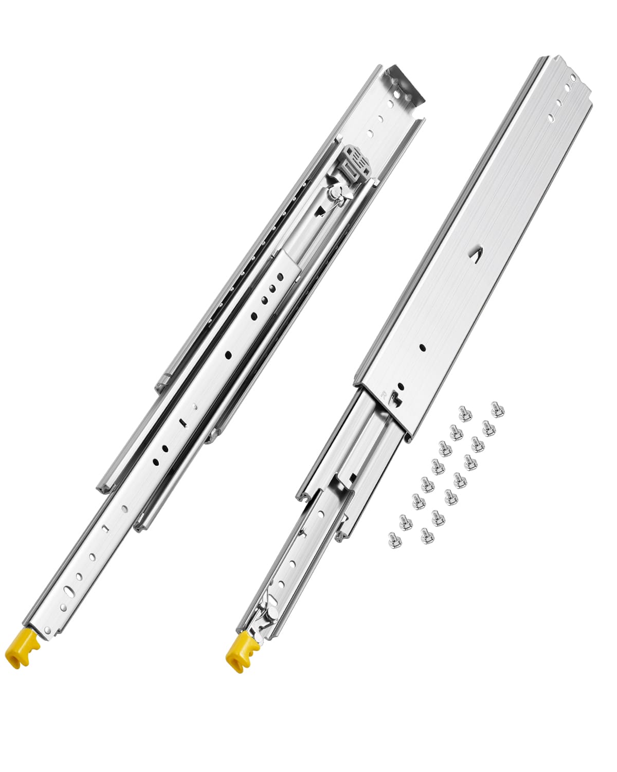 VEVOR - 1 Pair Full Extension Drawer Slides 18 20 22 28 30 32 36 38 40 44 48 52 56 60 in, 500 lbs Load Capacity Locking Drawer - Silver