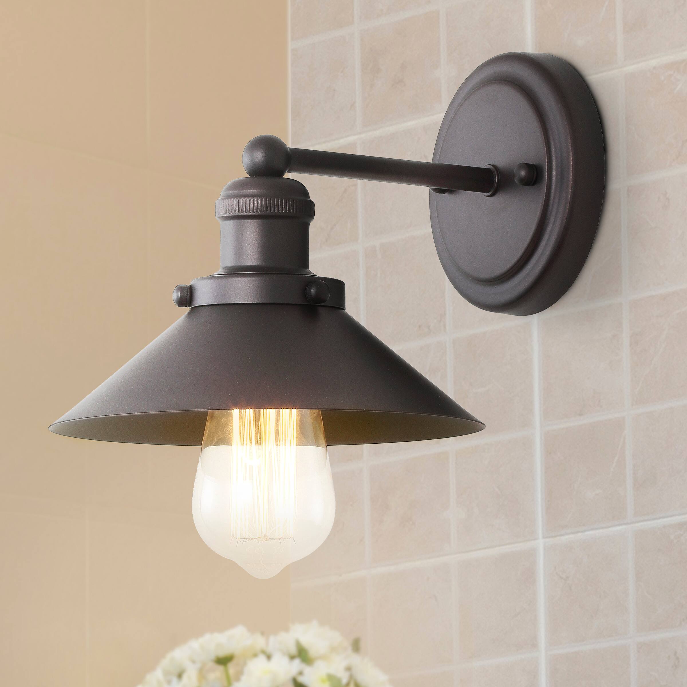 Alt View 1. Jonathan Y - July 7.88" 1-Light Industrial Farmhouse Metal Vanity Light, Oil Rubbed Bronze - Oil Rubbed Bronze.