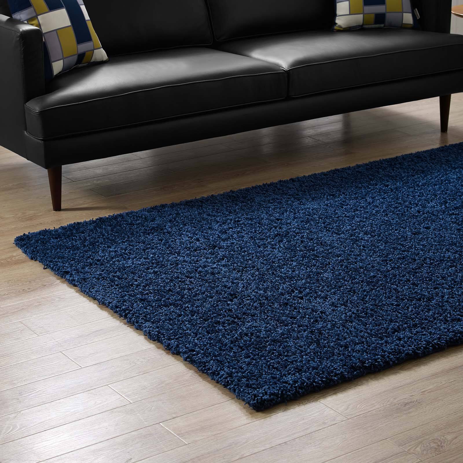 Back. Modway - Enyssa Solid Shag Area Rug - Navy.