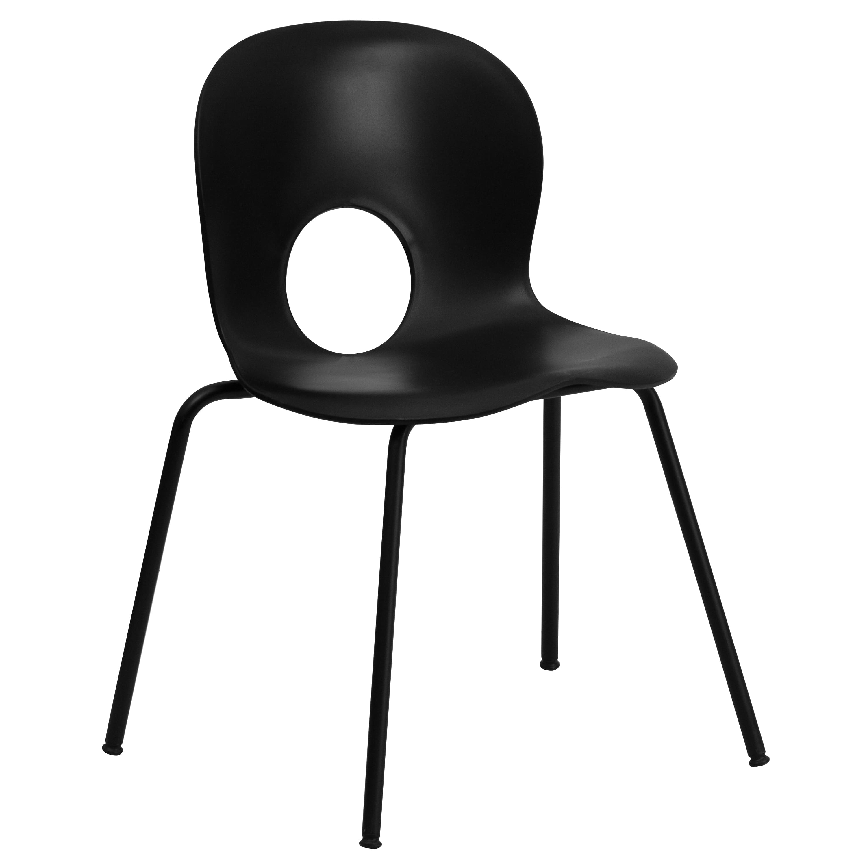 Emma + Oliver - Multipurpose Designer Plastic Cafe Stack Chair - Black