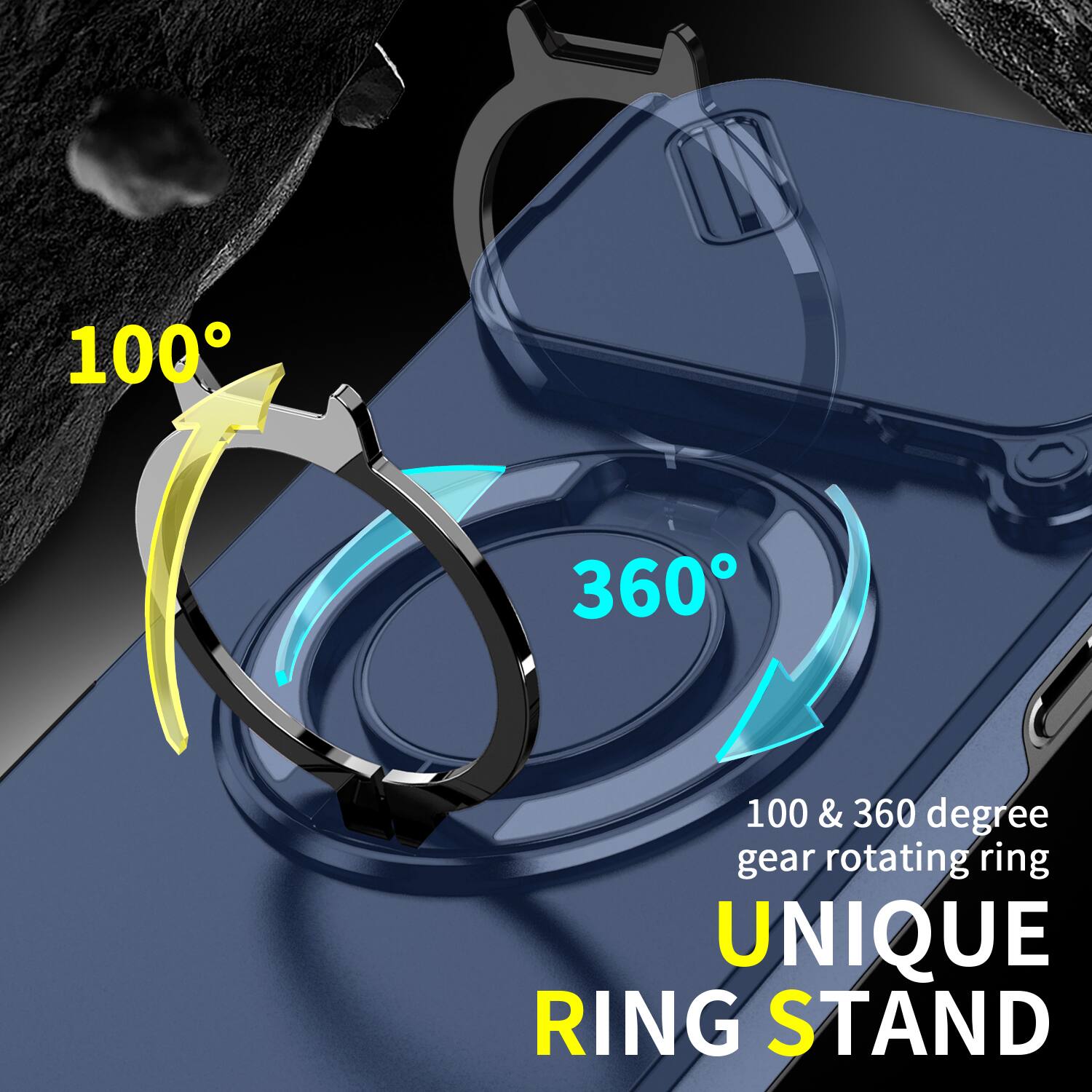 100 & 360 degree gear rotating ring  
UNIQUE RING STAND