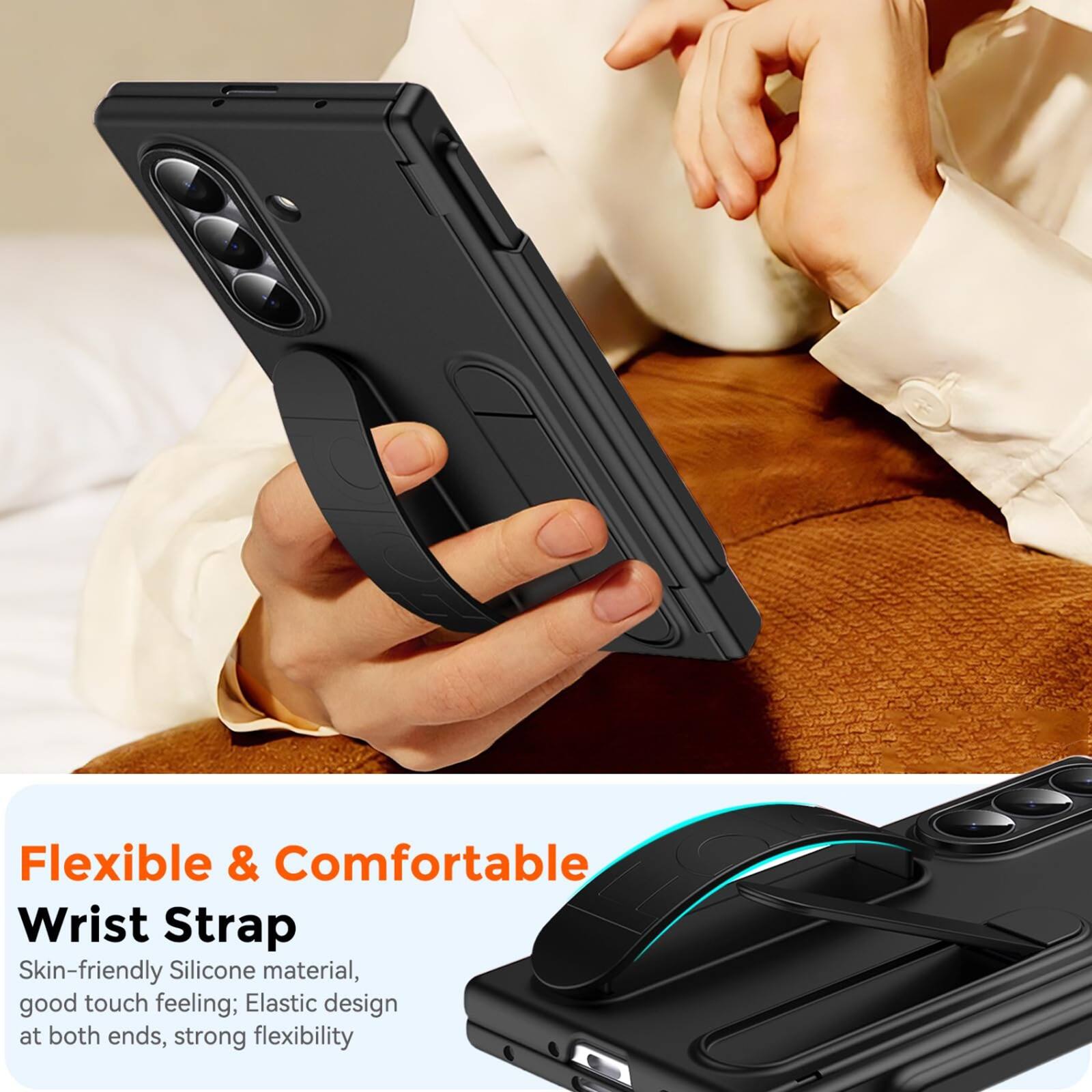 Flexible & Comfortable Wrist Strap  
Skin-friendly Silicone material, good touch feeling; Elastic design at both ends, strong flexibility