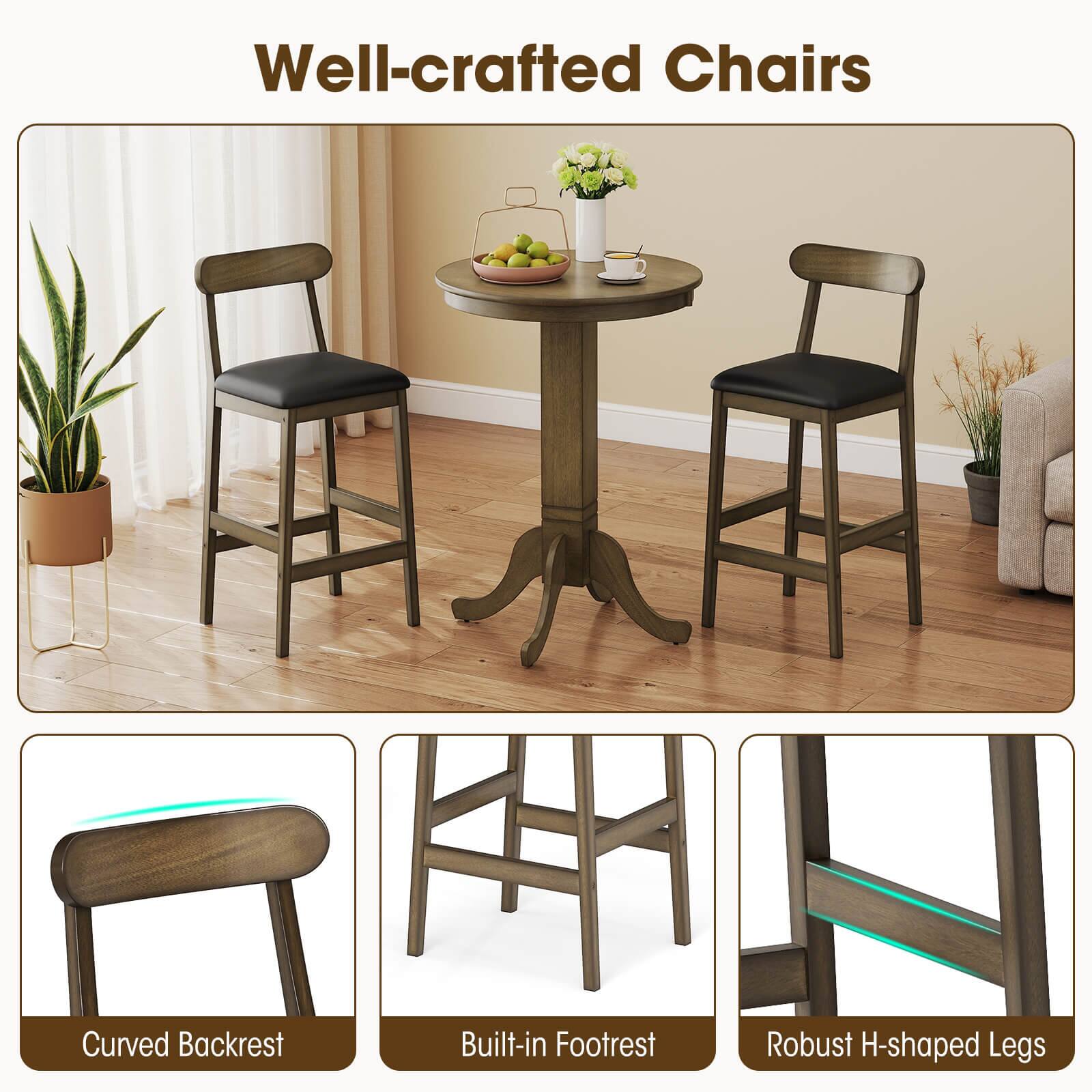 Well-crafted Chairs  
Curved Backrest  
Built-in Footrest  
Robust H-shaped Legs