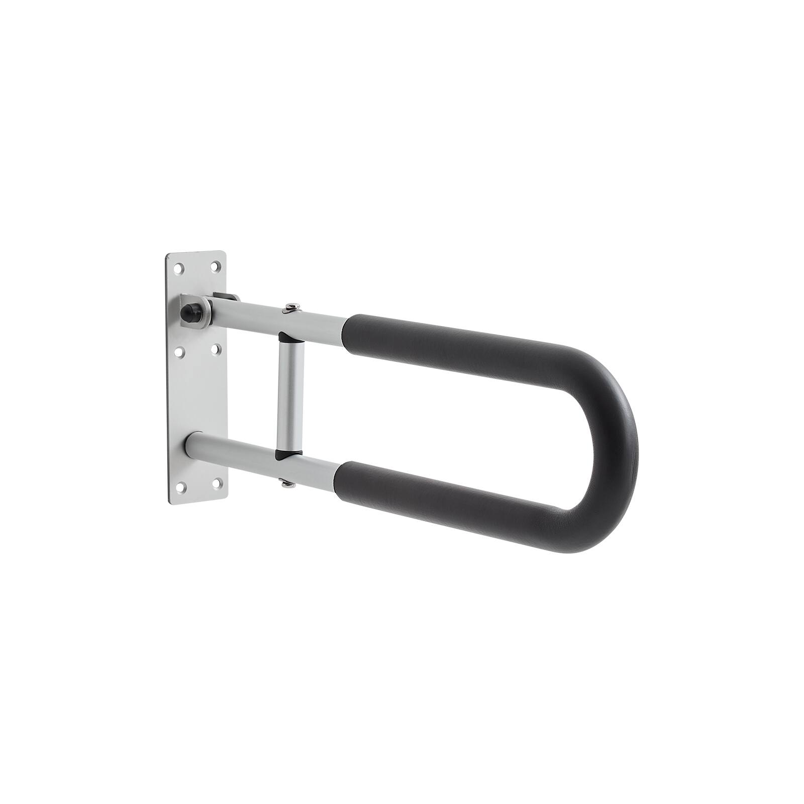 Alt View 5. VEVOR - Toilet Safety Rail, 23.8 Inch U-Shaped Handicap Grab Bar, Foldable Senior Safety Pole, Flip Up Toilet Grab Bar - Matte Silver.