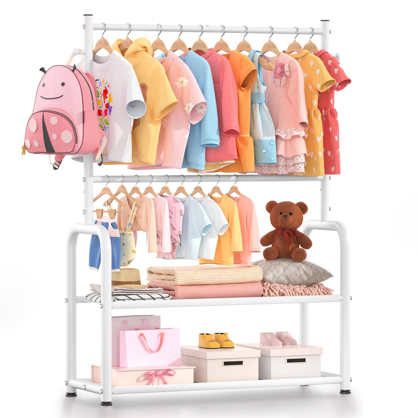 Refined Abode Design Clothing Rack With 2 layer Storage Shelf And 2 ...