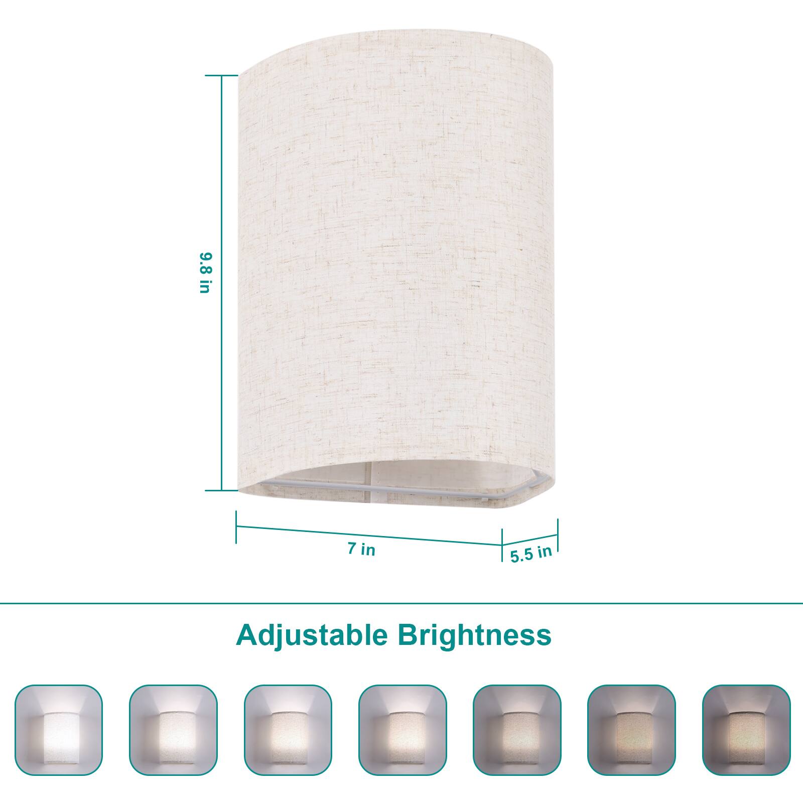 9.8 in  
7 in  
5.5 in  
Adjustable Brightness