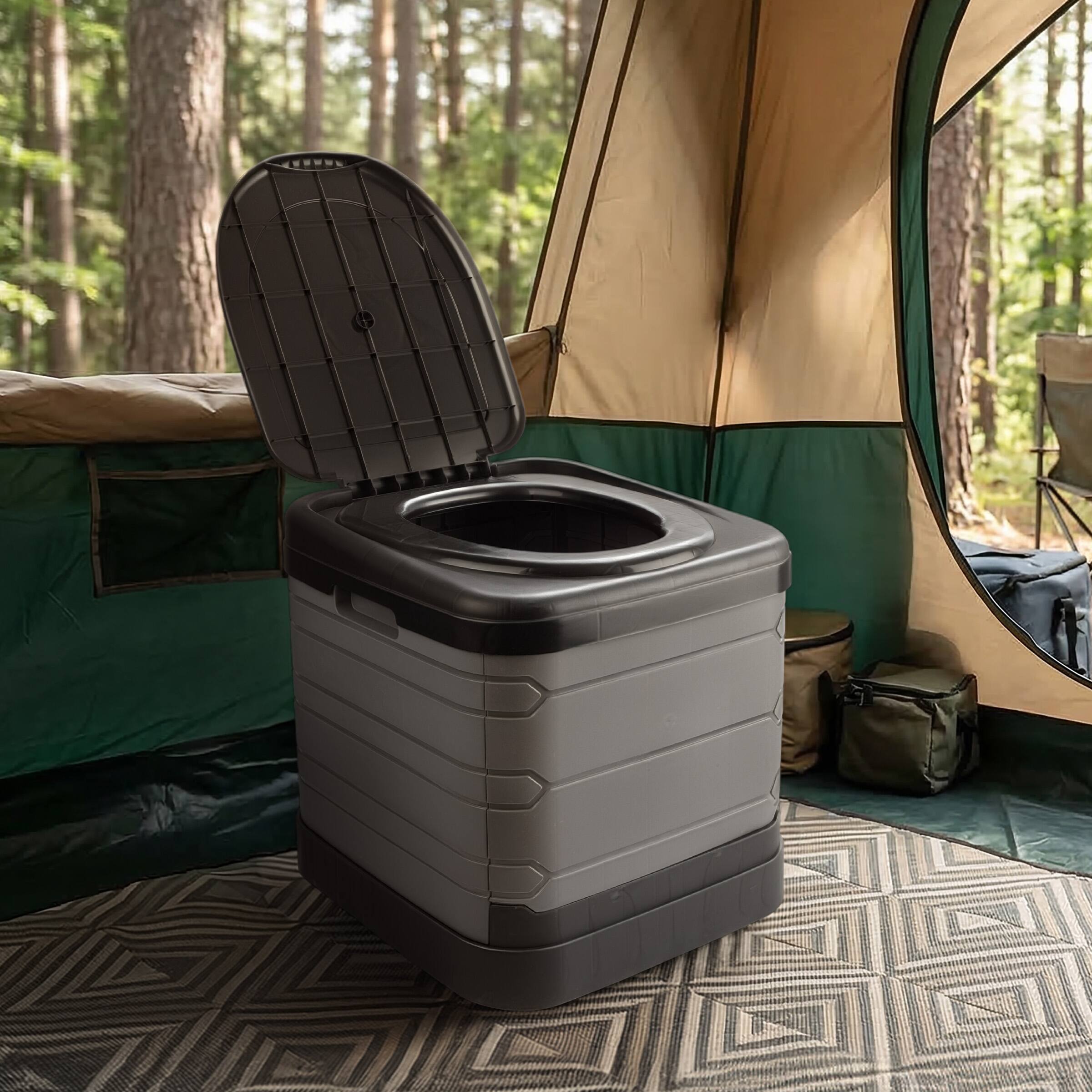 Alt View 5. Wakeman Outdoors - Large Portable Toilet for Adults 400lb Capacity Portable Camping Toilet for Adults with Lid Folding Travel Potty for Car - Black.