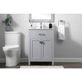 Elegant Kitchen and Bath - 24 Inch SIngle Bathroom Vanity In Grey - Gray