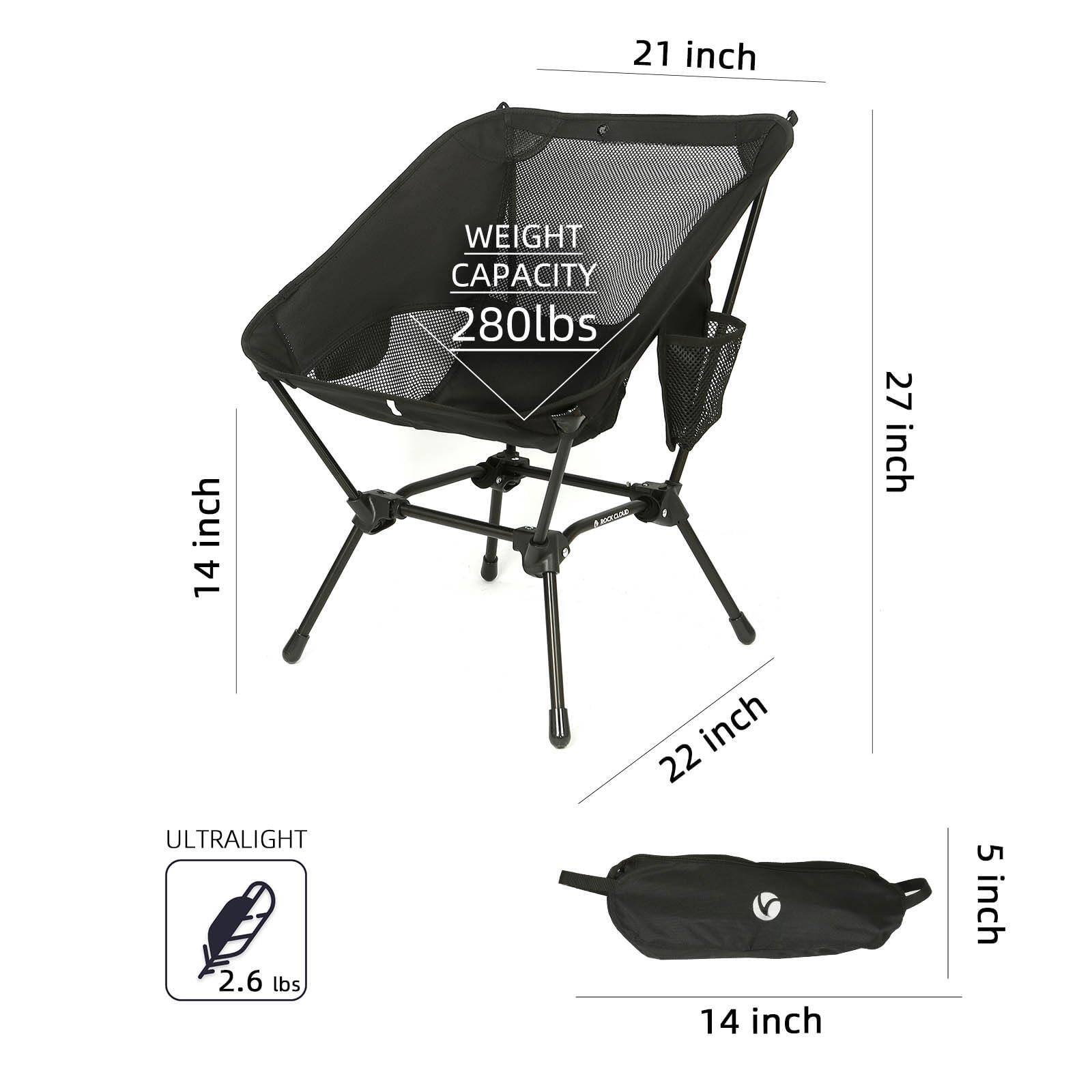 - 21 inch
- 14 inch
- 27 inch
- 22 inch
- 5 inch
- 14 inch

- WEIGHT CAPACITY: 280 lbs
- ULTRALIGHT: 2.6 lbs
