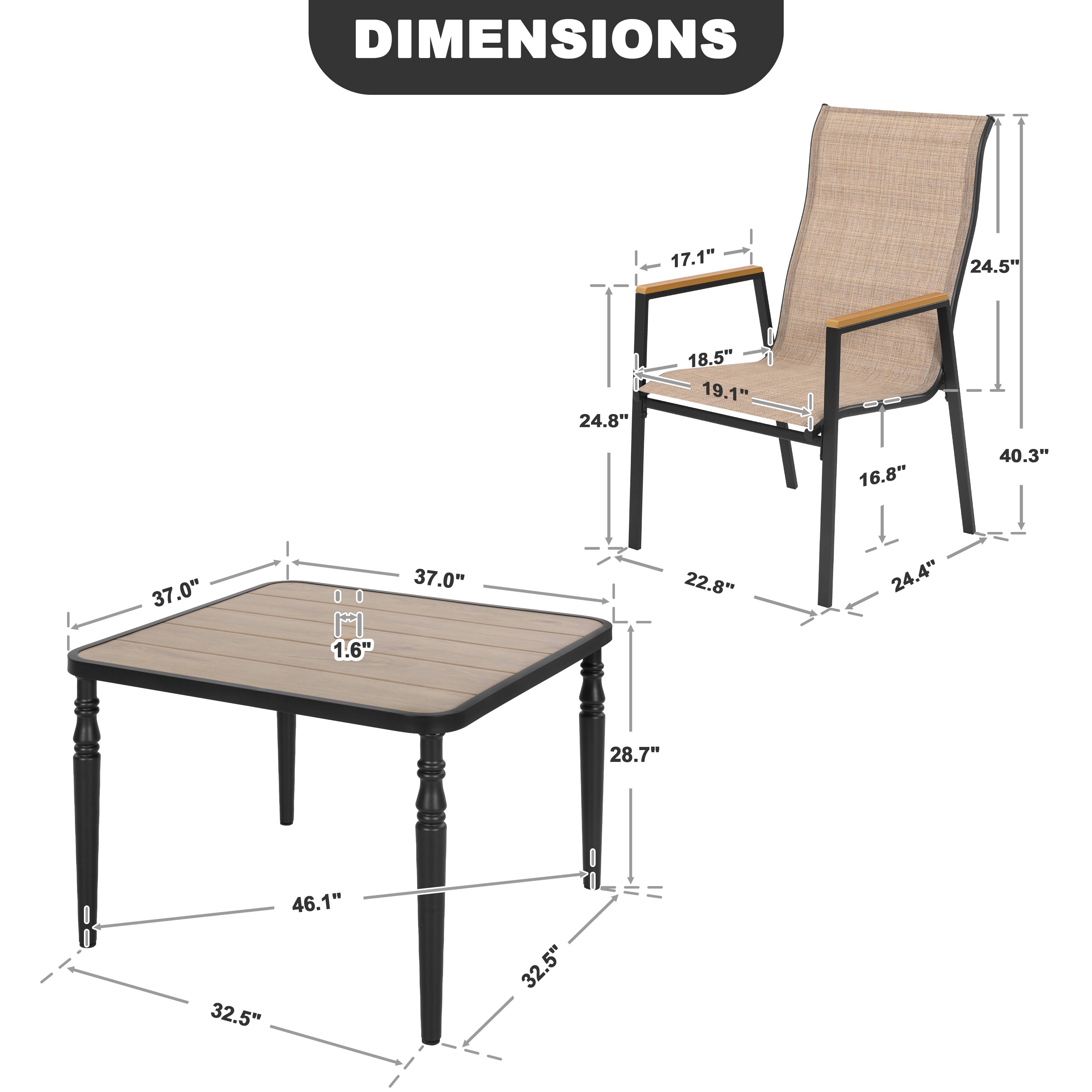 DIMENSIONS  
17.1" 24.5" 24.8" 18.5" 19.1" 16.8" 40.3" 37.0" 1.6" 37.0" 22.8" 24.4" 28.7" 46.1" 32.5" 32.5"