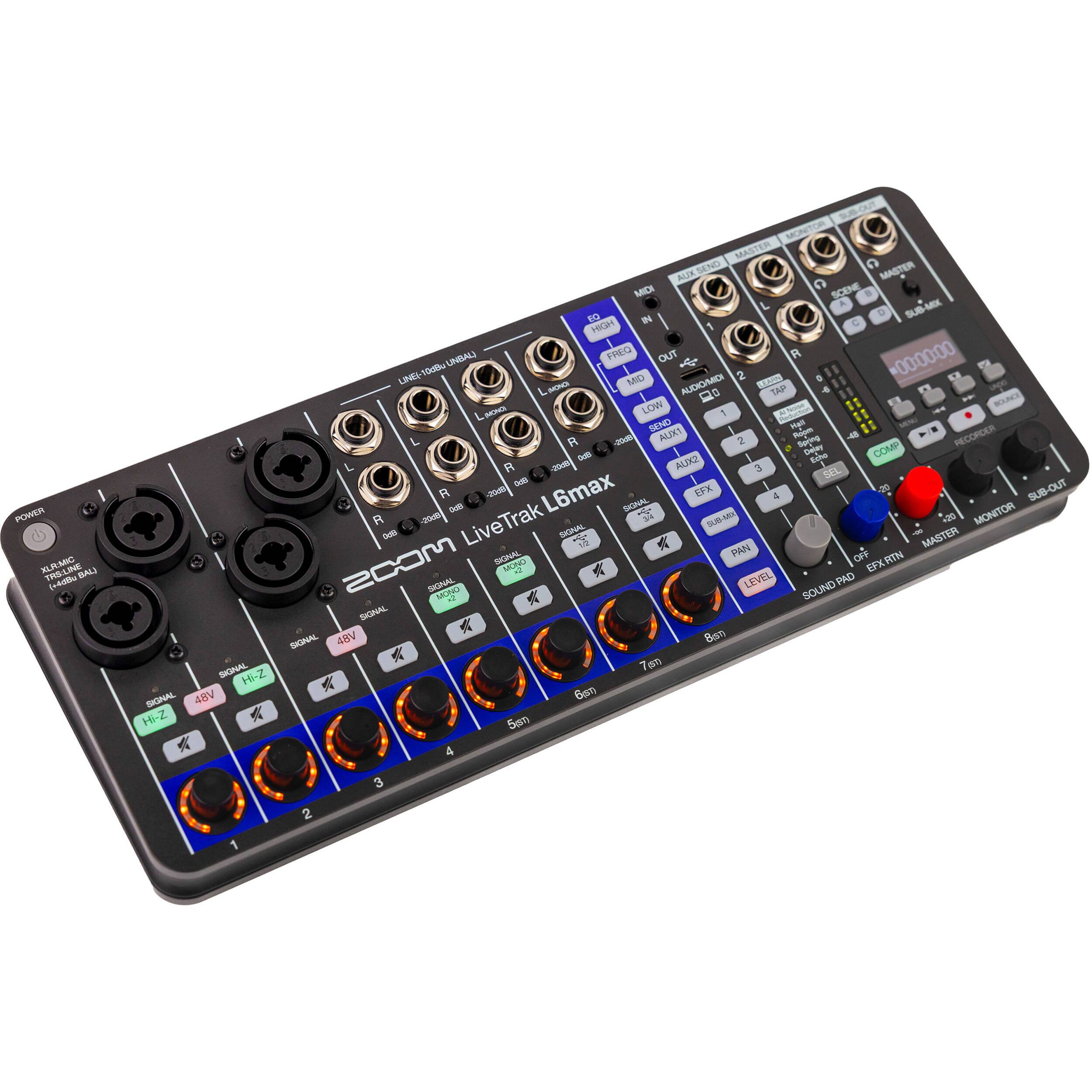 Zoom LiveTrak L6max Portable 12 Channel Mixer & Recorder Bundle