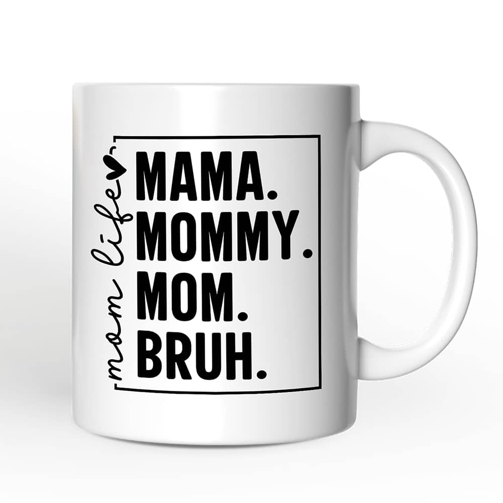 OrnamentallyYou - Funny Mom's Life Mug, Minimalist Stylish Gift For Mothers - White
