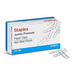 Staples - Jumbo Paper Clips, 100/Box - Silver