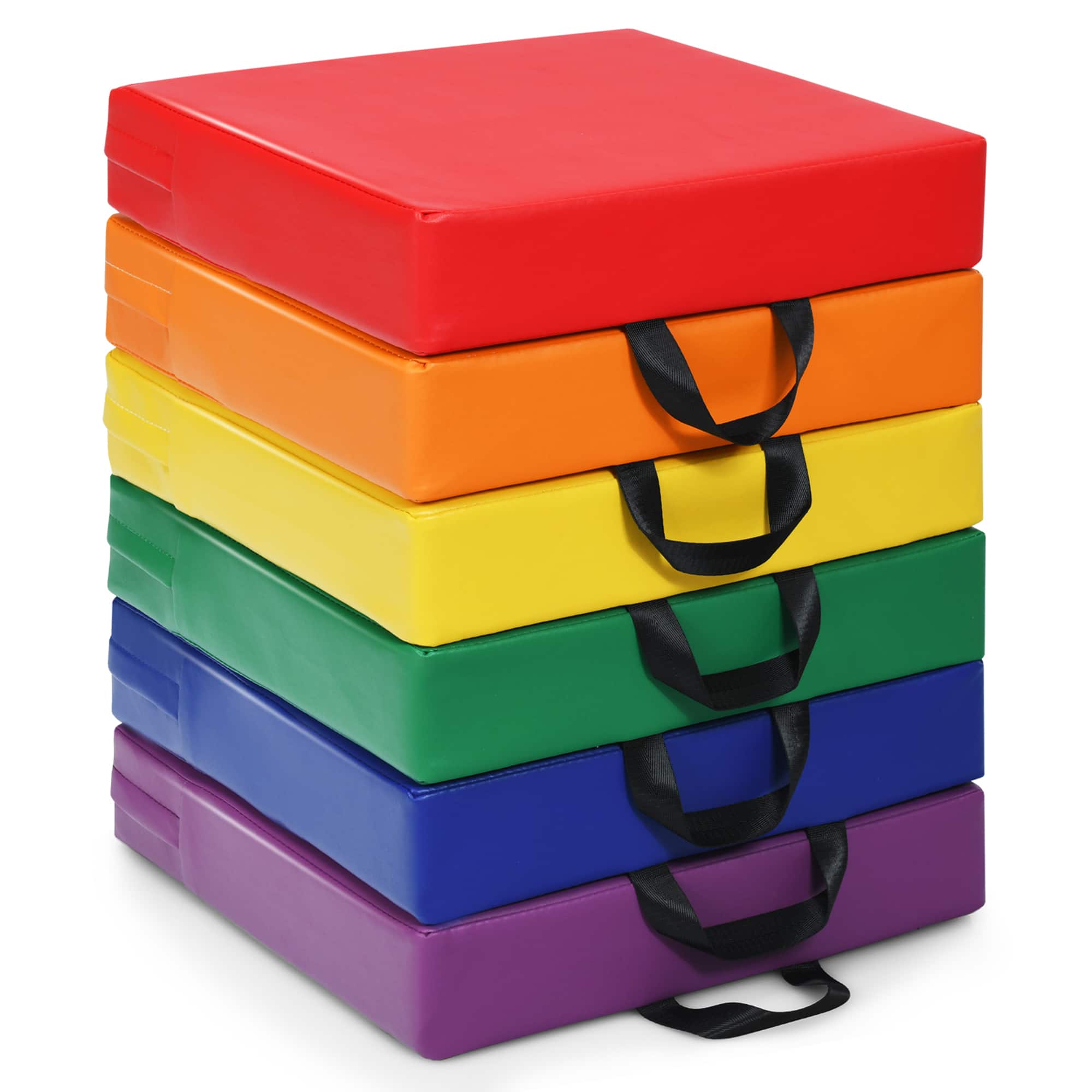 Front. Gymax - Gymax 6PCS Square Kids Floor Cushion Toddler Foam Seat Cushion Waterproof Colorful - Red.