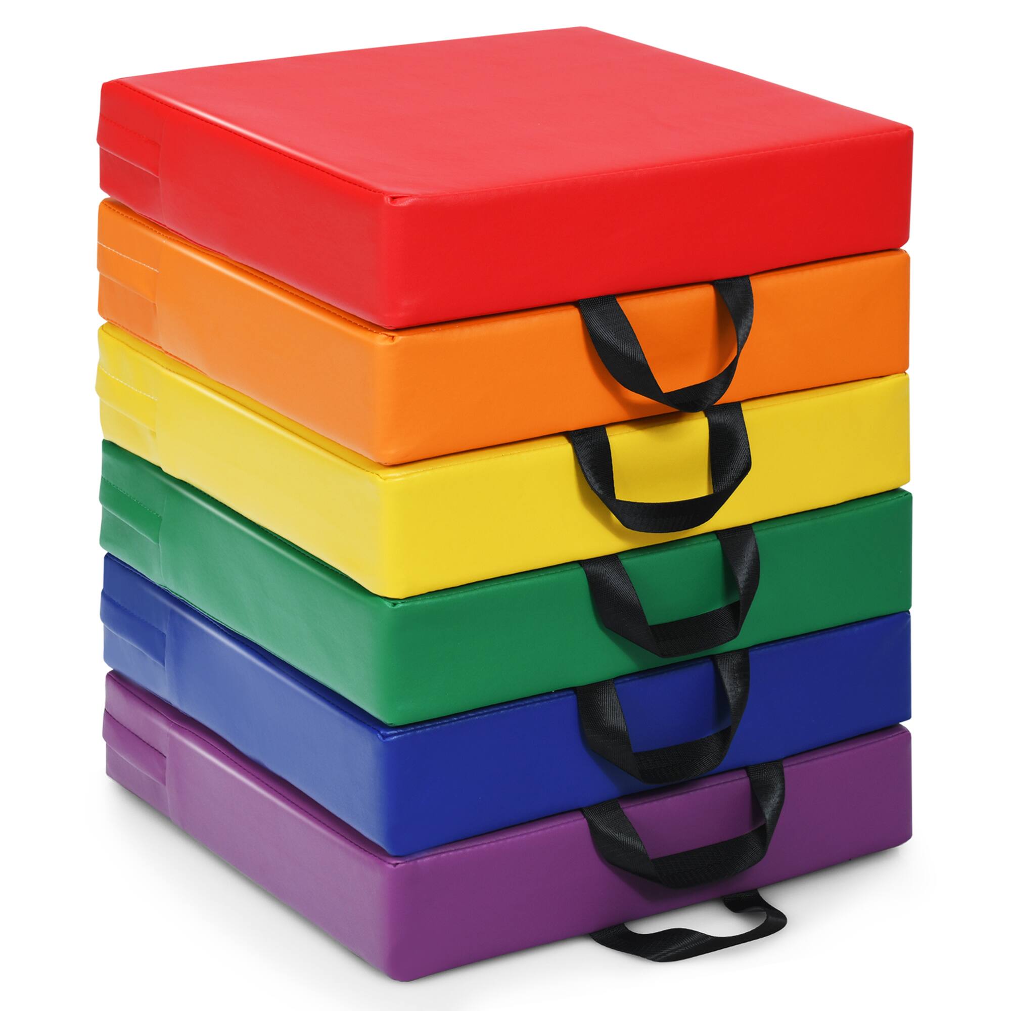 Front. Gymax - Gymax 6PCS Square Kids Floor Cushion Toddler Foam Seat Cushion Waterproof Colorful - Red.