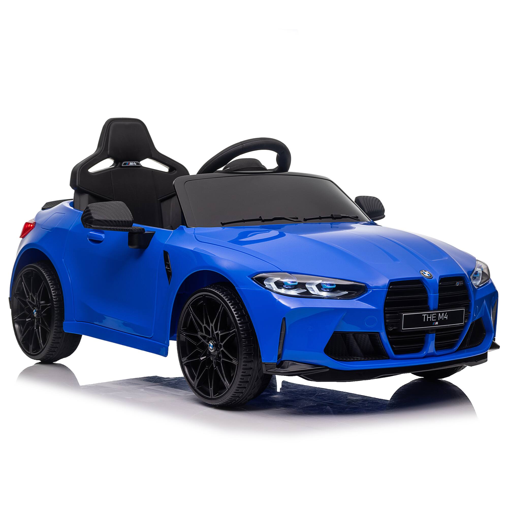 Left. ELEMENT ACE - Premium 12V Kids Ride-On Toy Car with Remote Control, Three Speed Settings, Music Player and LED Lights for Ages 2-5 - Blue.