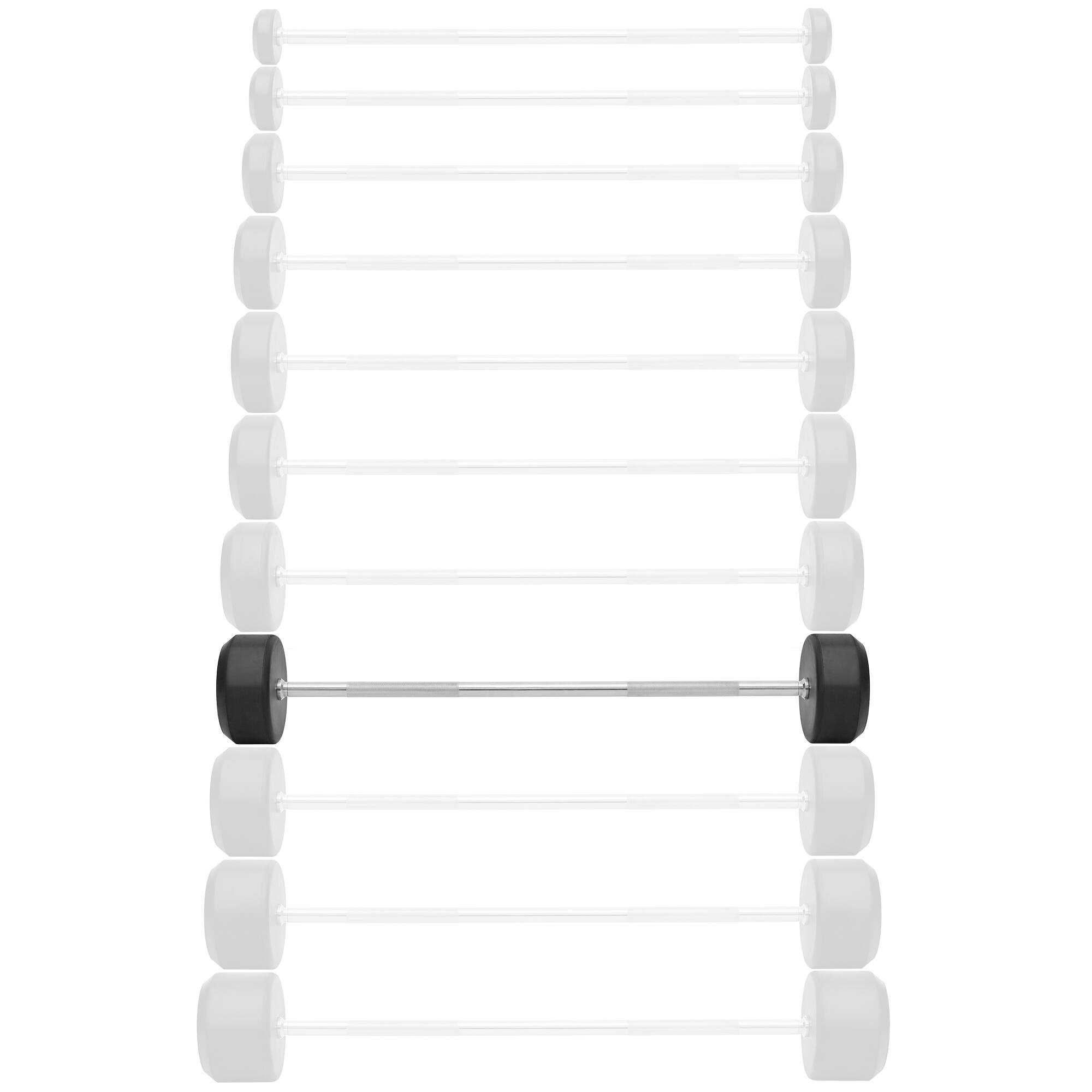 Alt View 1. Philosophy Gym - Rubber Fixed Barbell - Pre-Loaded Weight Straight Bar Weightlifting - Black.