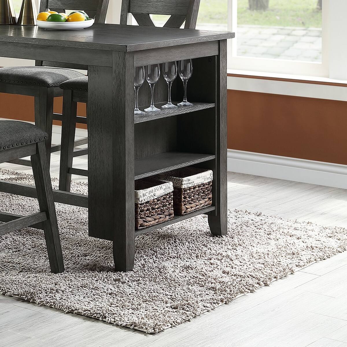 Alt View 2. Loheer - Loheer Counter Height Dining Table, Gray Wash Solid Wood, 60 Inch Kitchen Breakfast Table - Gray Wash.