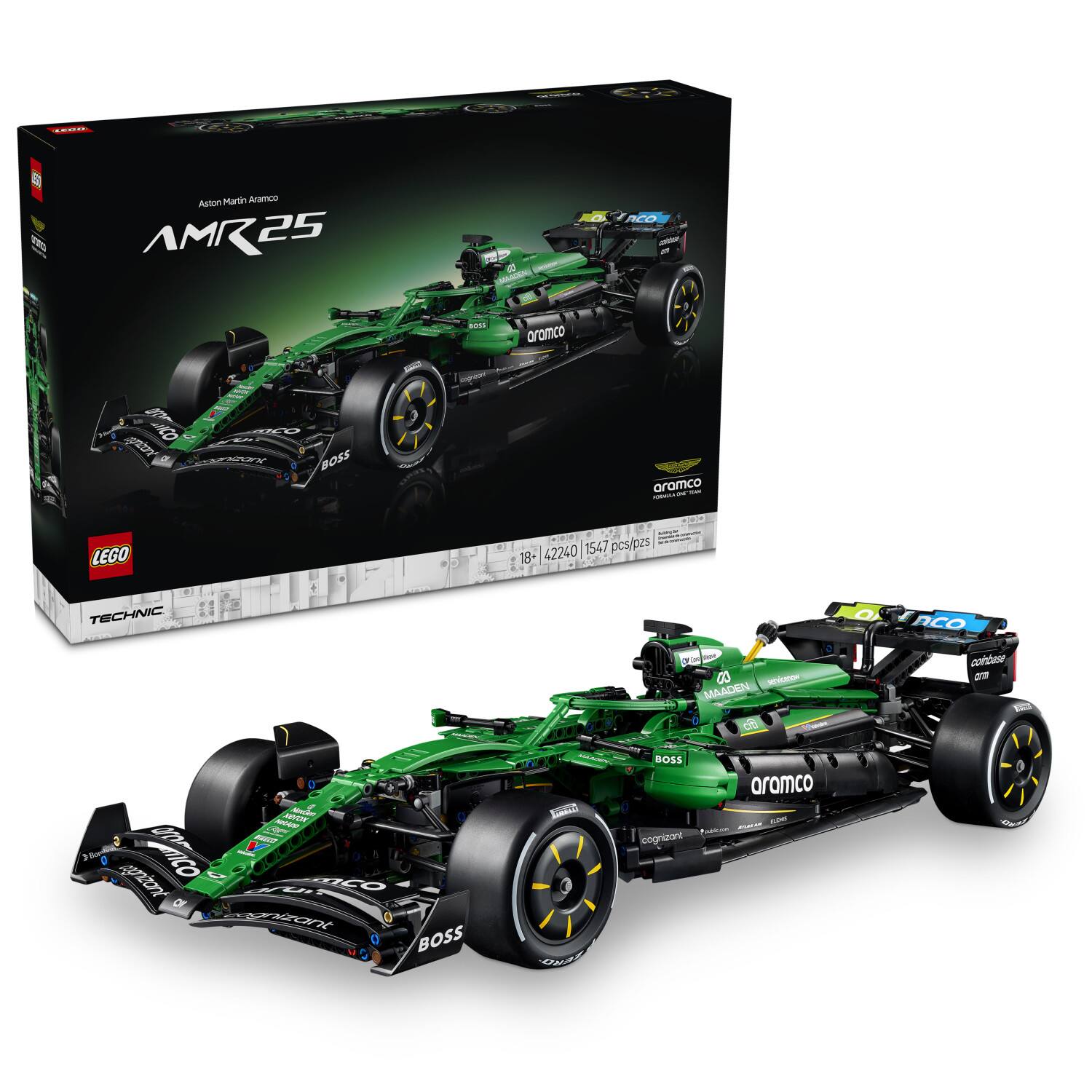 Aston Martin Aramco AMR25  
- MALACE Rco  
- LEGO 42240  
- 1547 pcs/pzs  
- 18+  
- TECHNIC  
- aramco  
- BOSS
