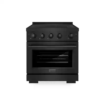 Front. ZLINE - 30 in. 4.2 cu. ft. Paramount Freestanding Induction Range with 4 Burners and Electric Oven in Black Stainless Steel - Black Stainless Steel.