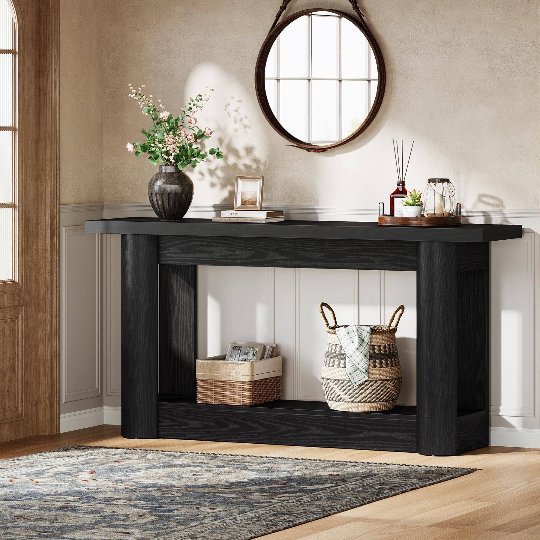 Alt View 5. Tribesigns - 63" Modern Console Table, Narrow Long Sofa Table Behind Couch - Black.