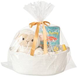 Paradigms Interiors - Gift Basket With Wrap Bag And Ribbon Empty Small Woven For Cute Decorative Organizer Showers Raffle Thanksg - White-1 Pack
