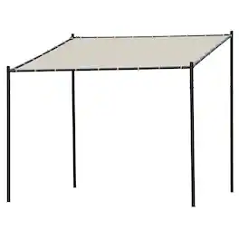 Outsunny - 10' x 9.5' x 9.5' Outdoor Wall Patio Gazebo Canopy with PVC Coated Polyester Roof, Steel Frame - Beige