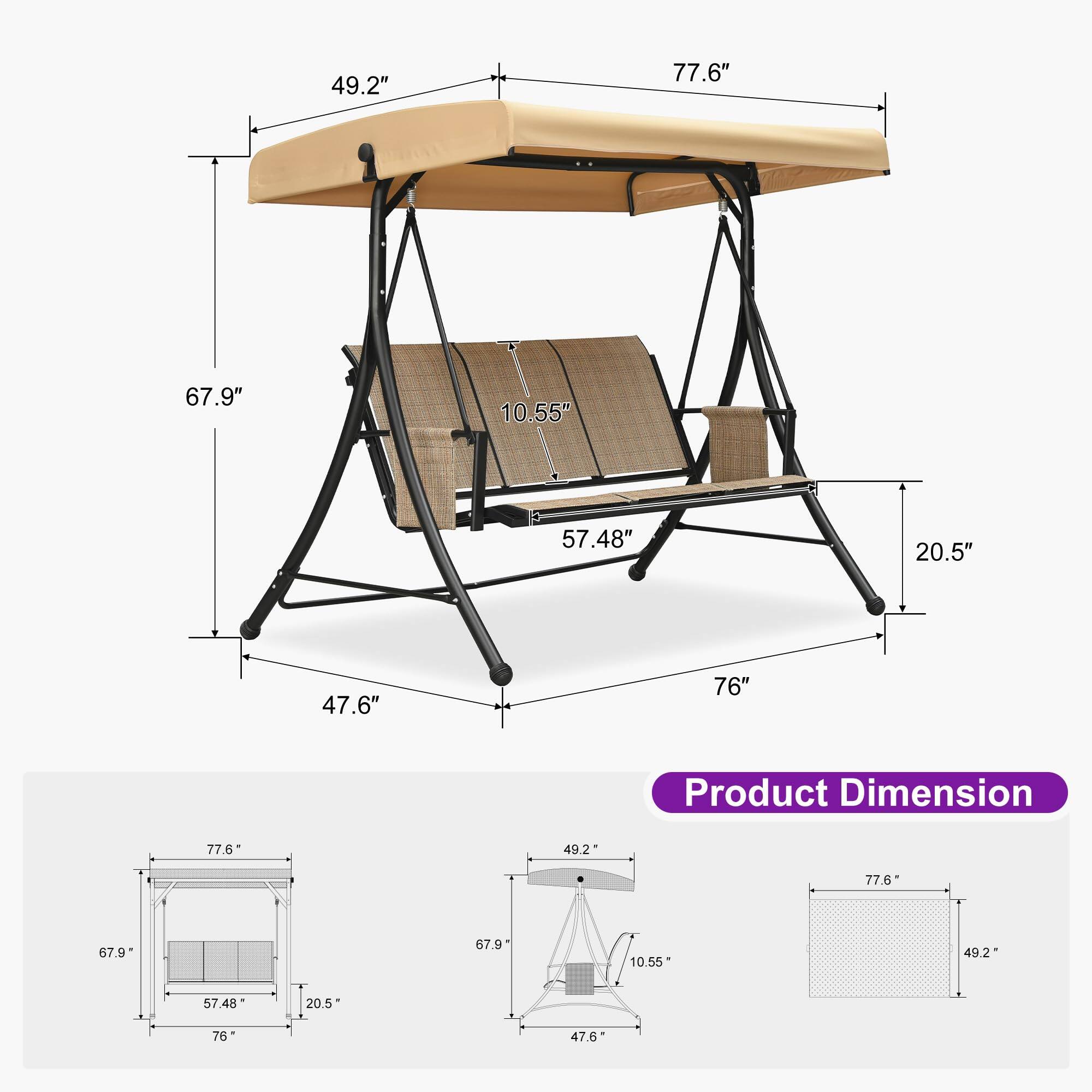 Product Dimension

- 77.6"
- 49.2"
- 67.9"
- 10.55"
- 57.48"
- 20.5"
- 47.6"
- 76"