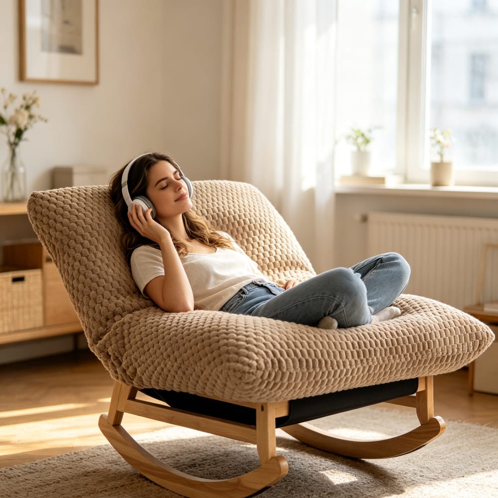 Loheer - Bean Bag Rocking Chair Adult Corduroy Lazy Sofa - Khaki price history on PriceWatchPro