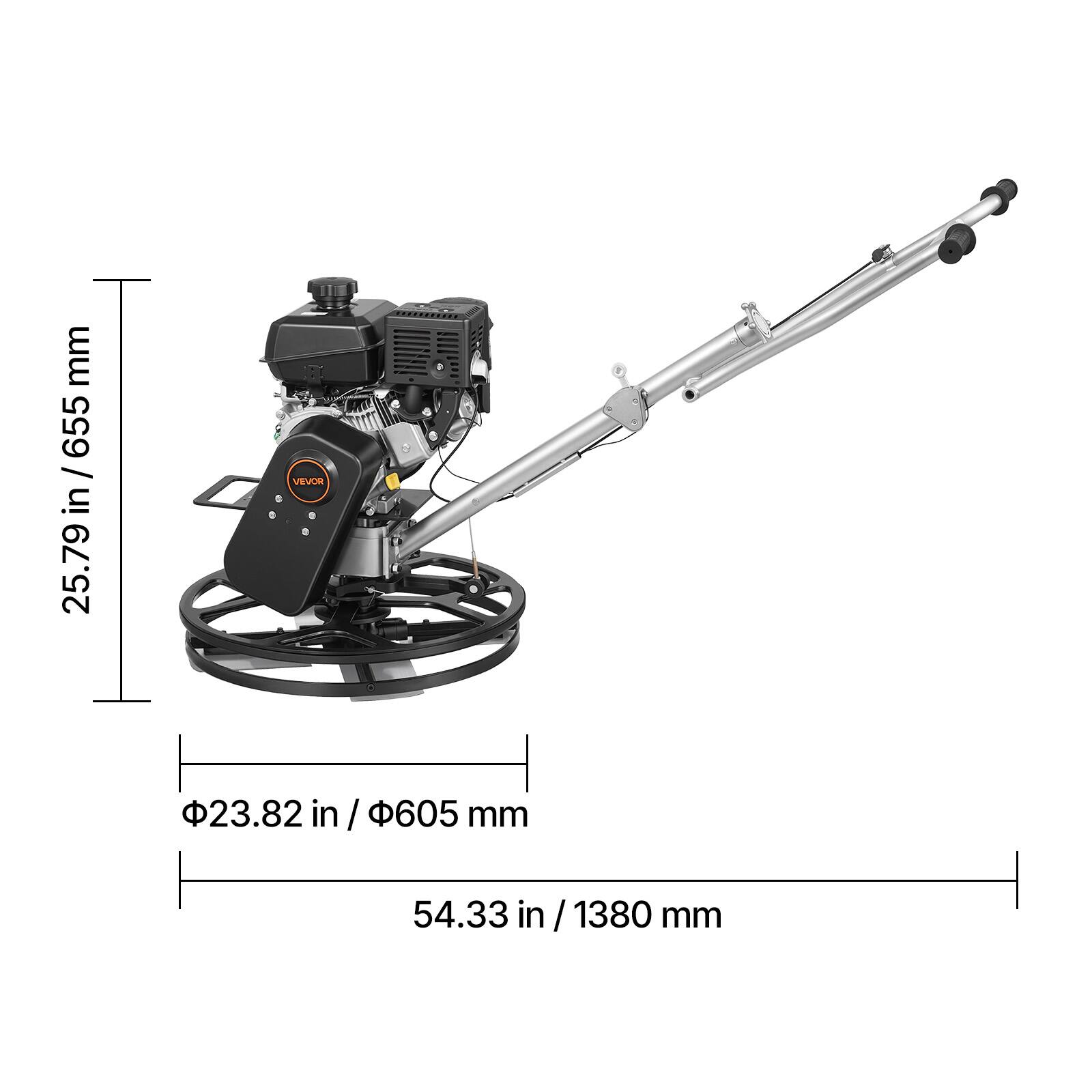 mm 655 / in 25.79  
VEVOR  
$23.82 in / 605 mm  
54.33 in / 1380 mm