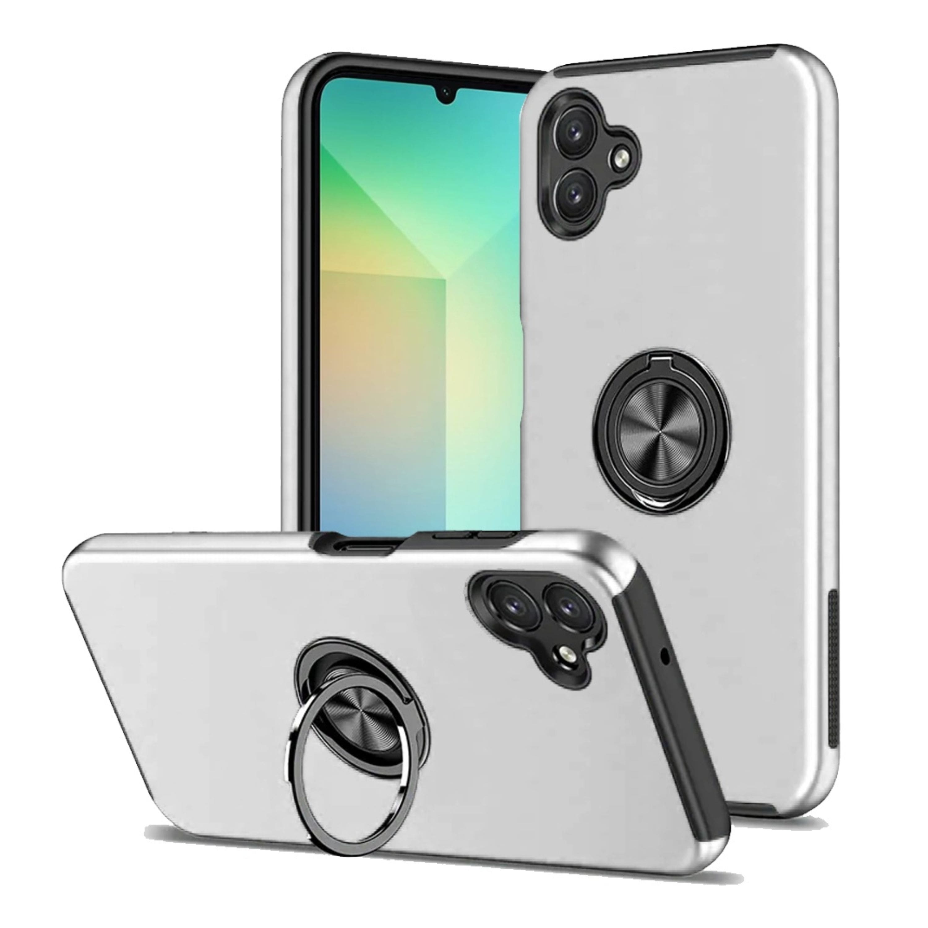 Kitcheniva - Rubberized Dual Layer Magnetic Ring Stand Phone Case For Samsung Galaxy A06 - Silver price history on PriceWatchPro