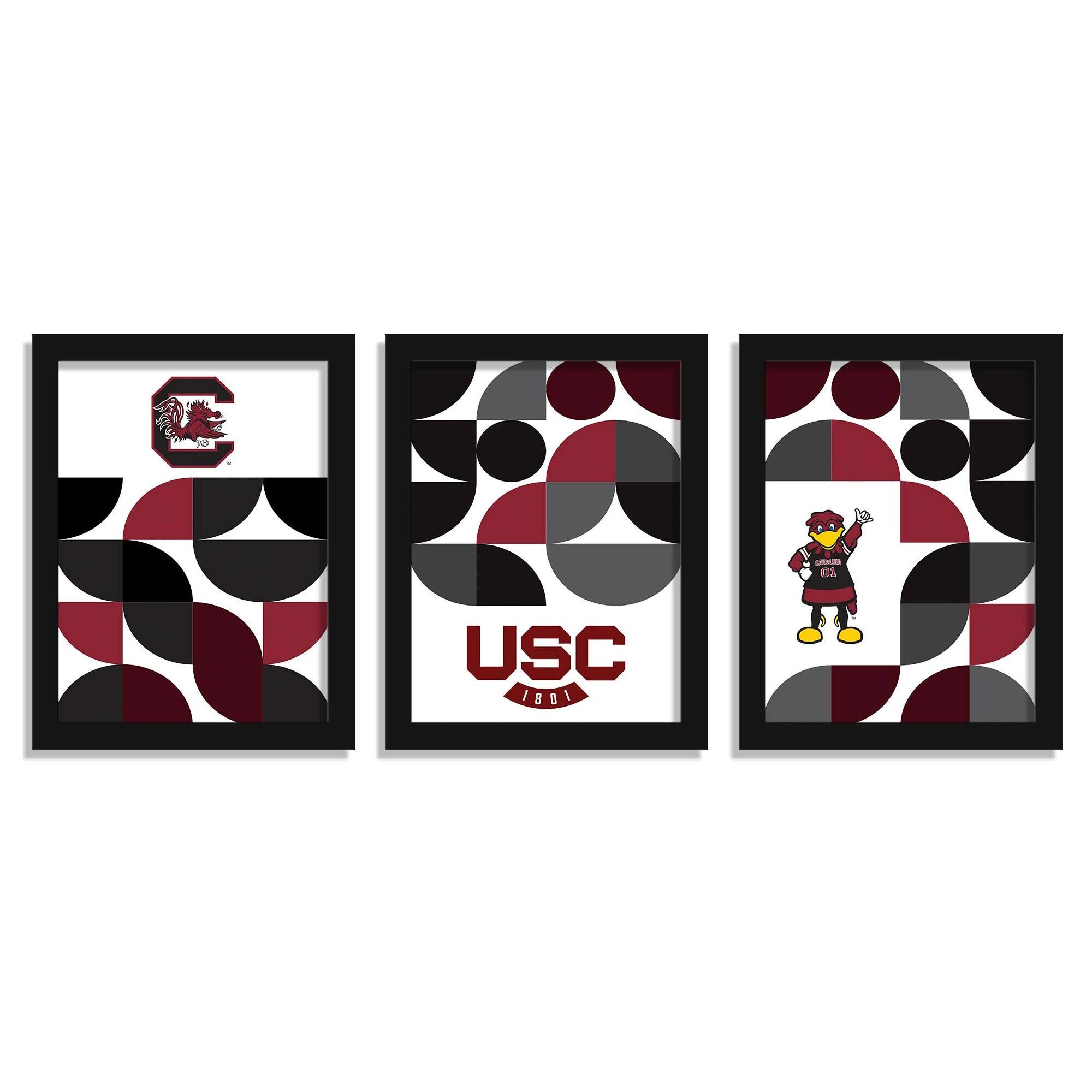 Fan Creations - South Carolina Gamecocks 12" x 16" Framed Minimalist Print Set - Multicolor