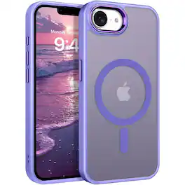 Equipd - Slim Case for iPhone 17e /iPhone 16e Translucent Matte Shockproof Anti-Fingerprint Magnetic Phone Case - Purple