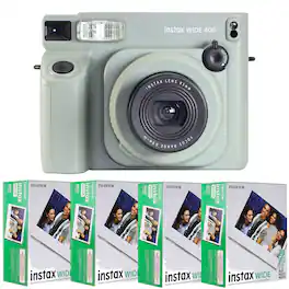 INSTAX WIDE 400 Instant Film Camera + 4x FUJIFILM INSTAX WIDE 2X10 Film - Gray