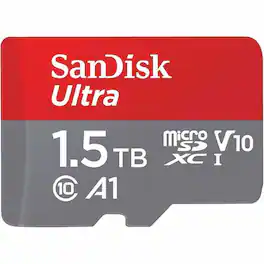 SANDISK - Ultra SDSQUAC-1T50-GN6MA 1.50 TB Class 10/UHS-I (U1) V10 microSDXC - 1 - 150 MB/s Read - 10 MB/s Write