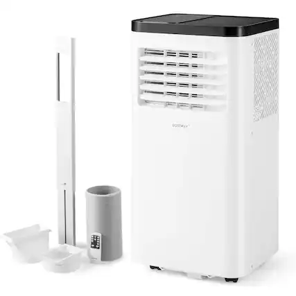 Front. Costway - Costway 8000 BTU Portable Air Conditioner with Fan and Dehumidifier Remote Control - White.