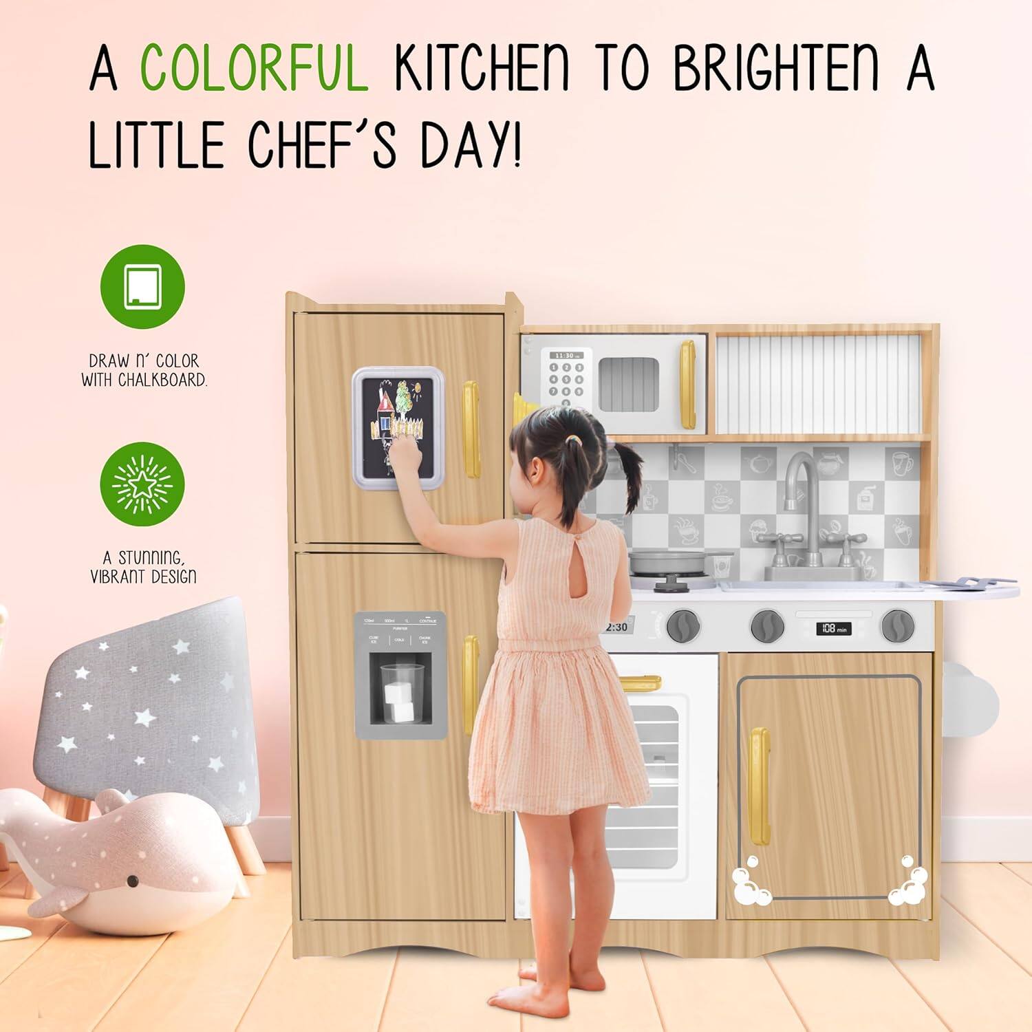 A COLORFUL KITCHEN TO BRIGHTEN A LITTLE CHEF'S DAY! DRAW n' COLOR WITH CHALKBOARD A STUNNING, VIBRANT DESIGN