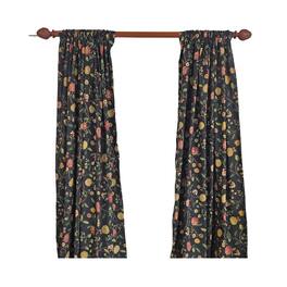 RLF Home - NightFall 100% Cotton Rod Pocket Window Curtain set of 2 Panels 100" x 84" - Black