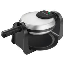 Front. Black+Decker - Black+Decker 4 waffle Black/Silver Stainless Steel Belgian Waffle Maker - Silver.