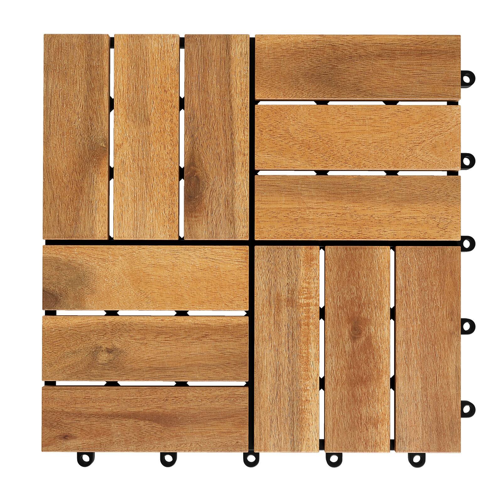 Alt View 8. Costway - Costway 12" x 12" Acacia Wood Interlocking Deck Tiles, 54 PCS Waterproof Flooring Tiles - Natural.