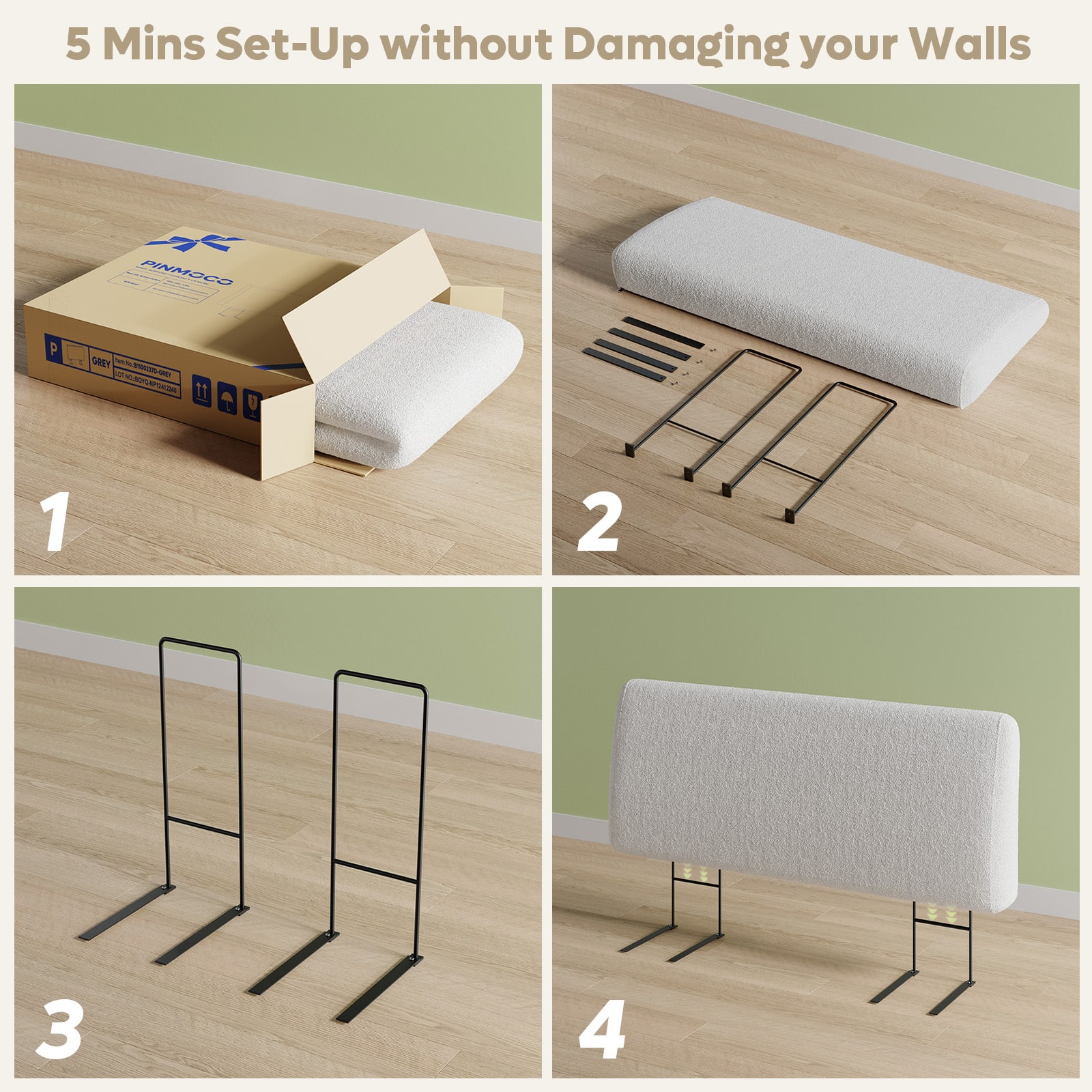 5 Mins Set-Up without Damaging your Walls 1. Nail-It-MioCoco 2. 3. 4.